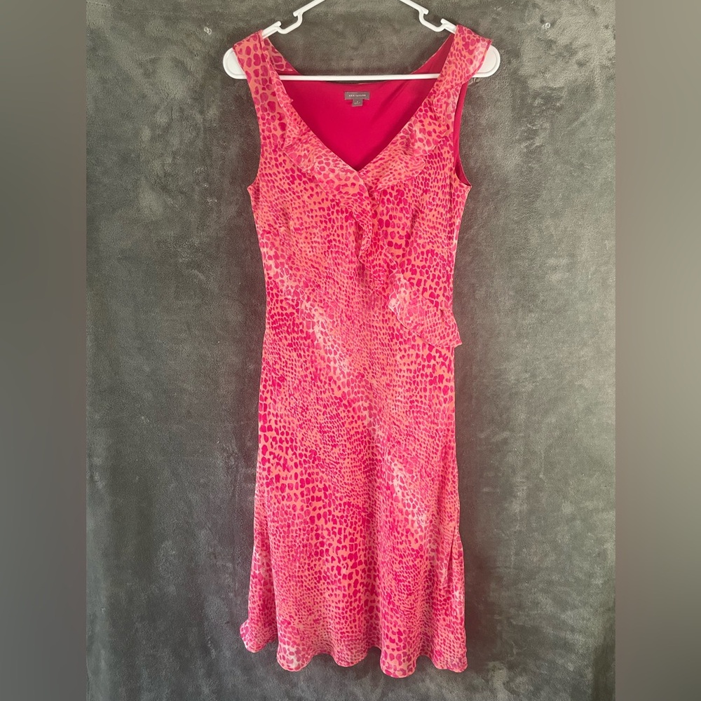 Ann Taylor Pink Animal Print Midi Dress